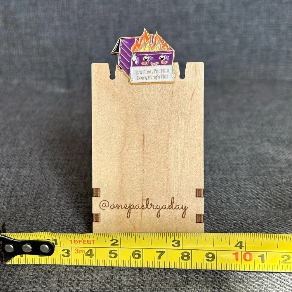 Funny Dumpster Fire “It’s Fine, I’m Fine, Everything’s Fine” Pin, Dark Purple